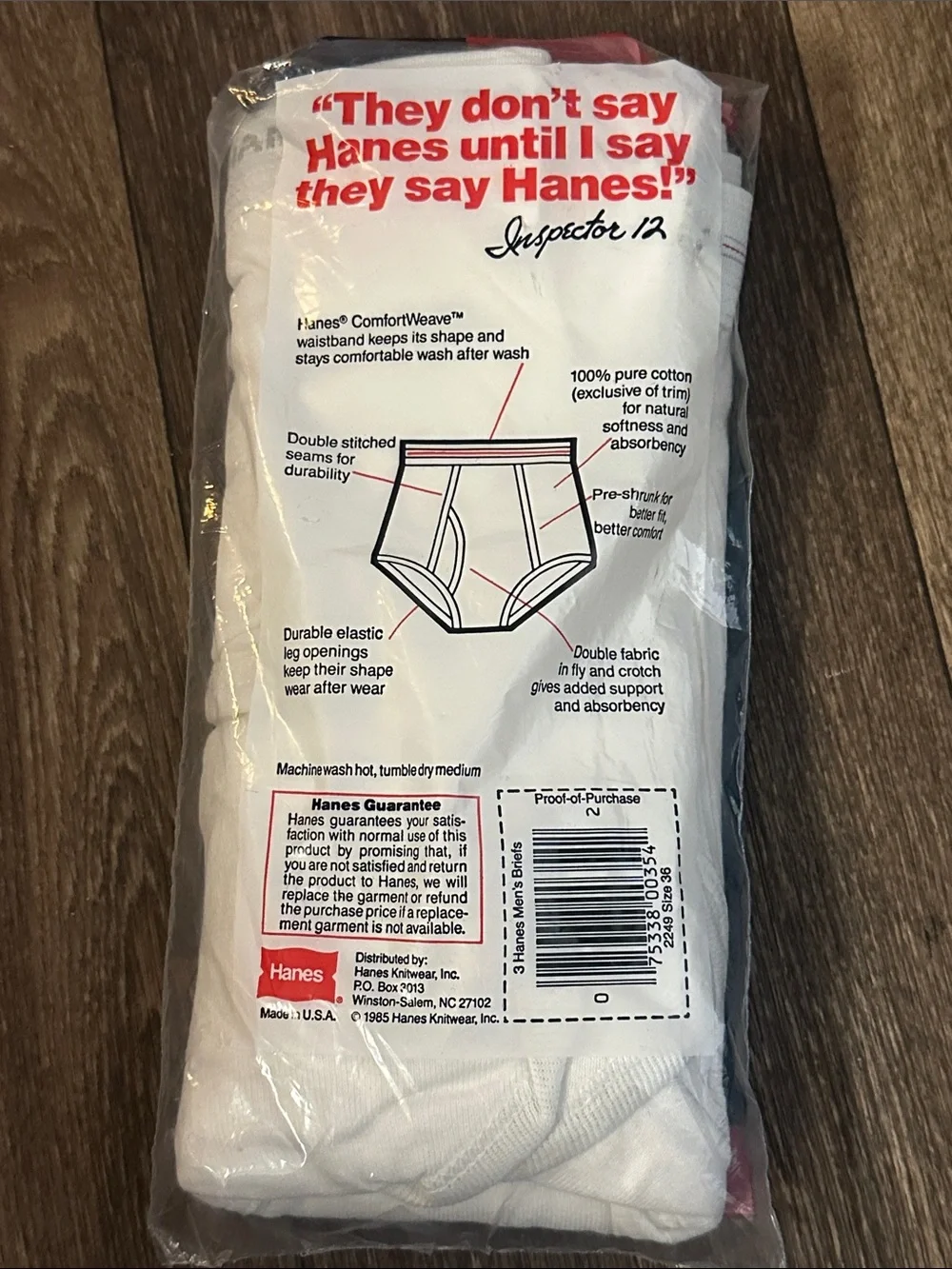 Hanes vintage 1985 New White Men's Briefs 3 Pack Classic Cotton Comfort size 36